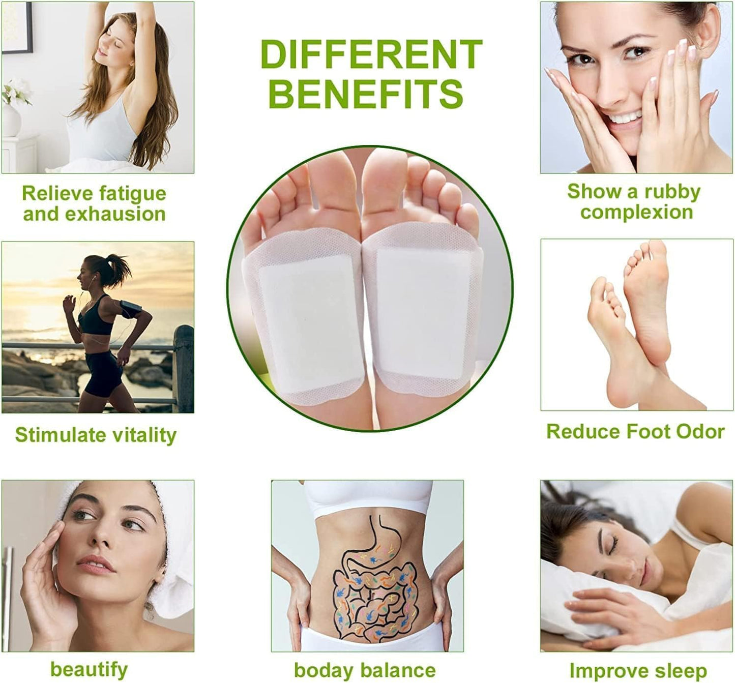 10PCS/ Kinoki Detox Foot Patch Bamboo Patches With Adhersive Cleansing Foot pads Foot Care Tool Improve Sleep fatigue relief