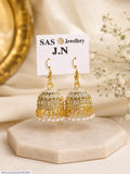 Gold Plated Crystal Jhumka Earrings for Women 2 Pcs