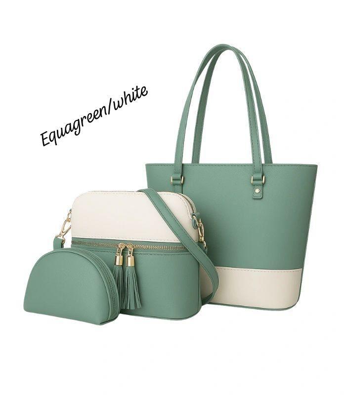 Women PU Leather 3-Piece Multicolor Handbag Set
