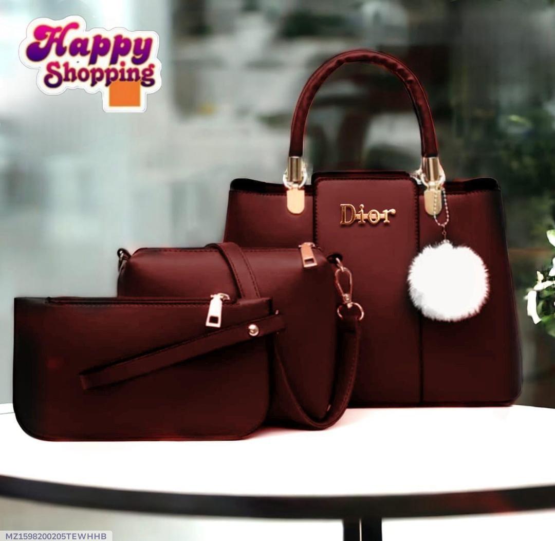 Women's Leather Plain Hand Bag Set