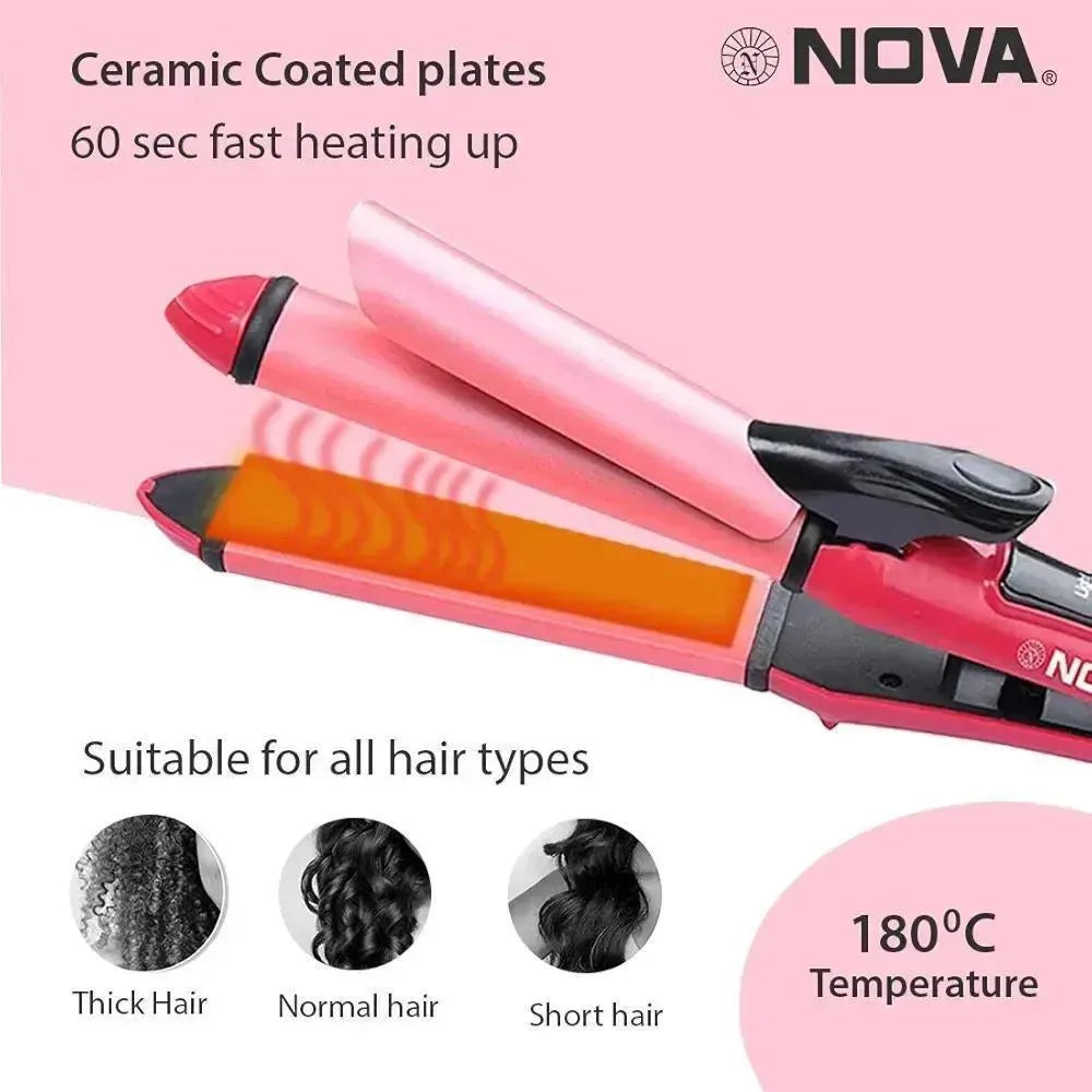 Nova 2 in 1 Hair Straightener Pink Black