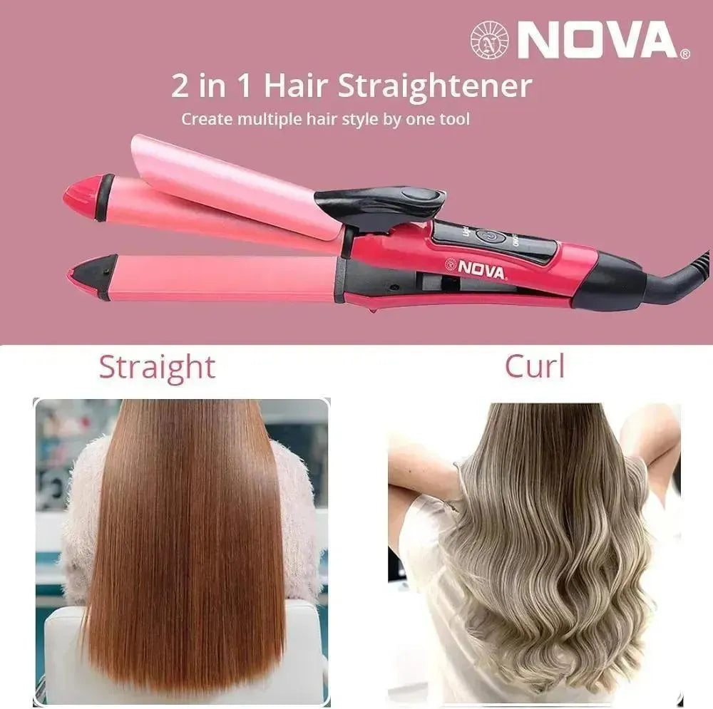Nova 2 in 1 Hair Straightener Pink Black