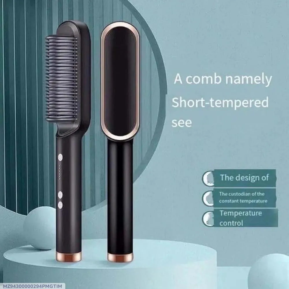 909 Fast Drying Hair Straightener Brush Black Rose Gold