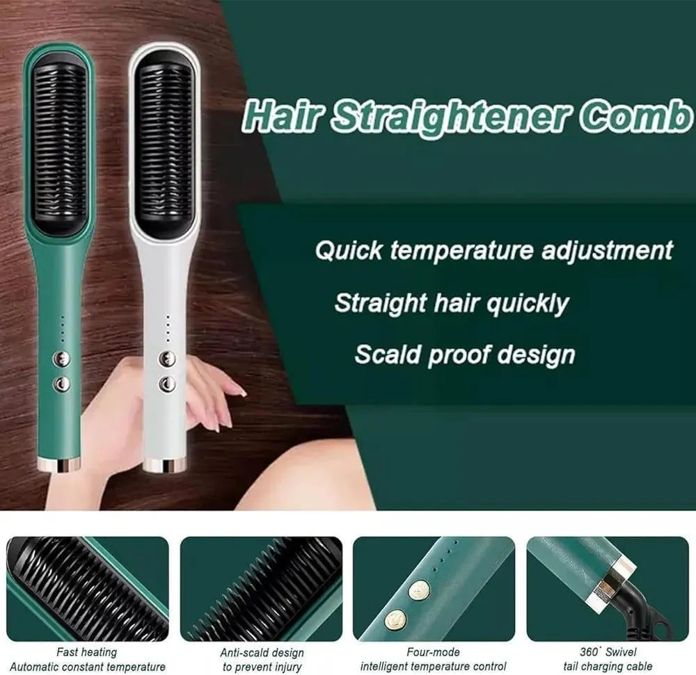 909 Fast Drying Hair Straightener Brush Black Rose Gold
