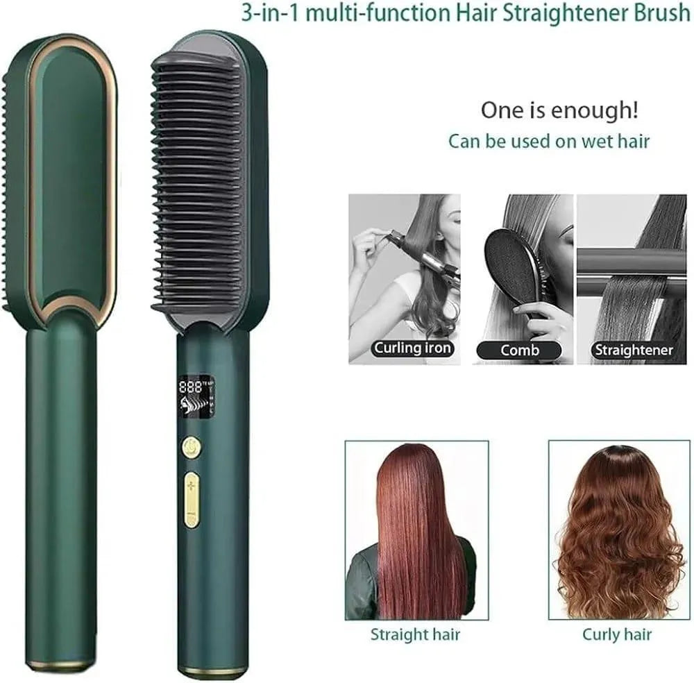 909 Fast Drying Hair Straightener Brush Black Rose Gold