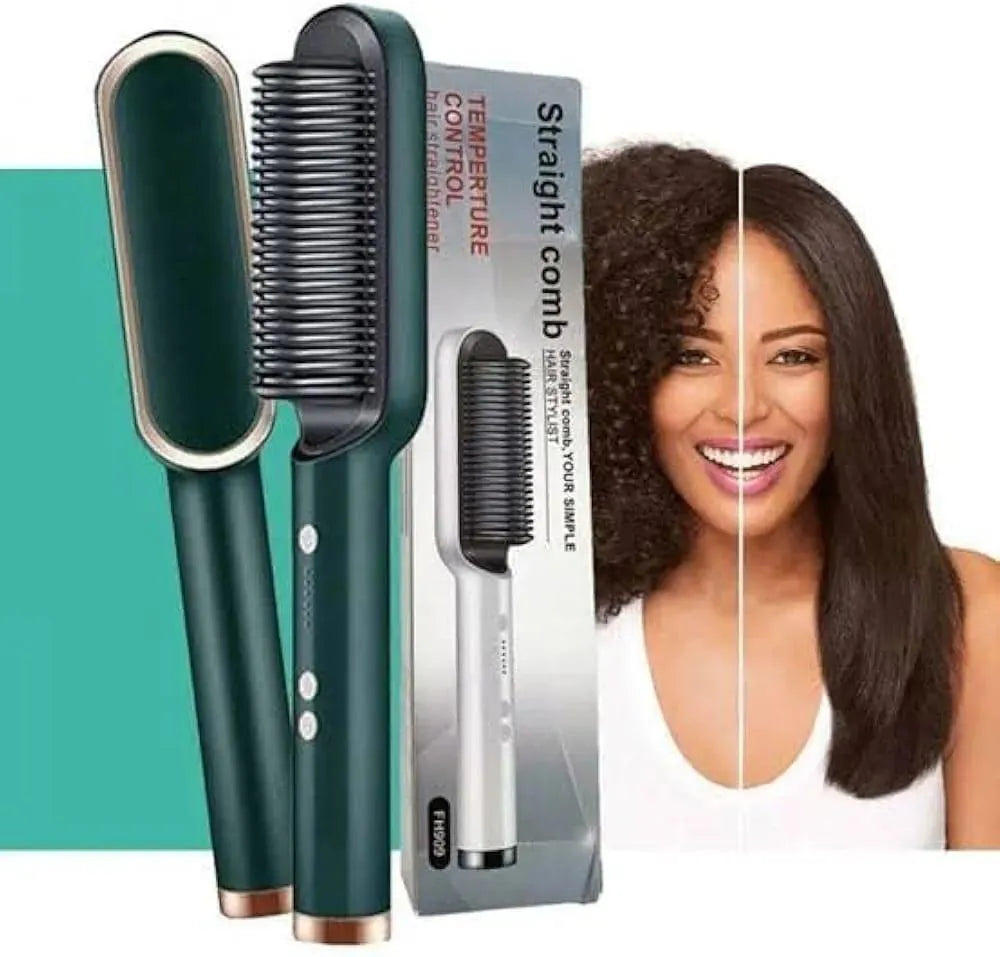 909 Fast Drying Hair Straightener Brush Black Rose Gold