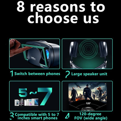 3D VR Headset Smart Virtual Reality Glasses Helmet for Smartphones Phone Lenses Headphones 7 Inches Binoculars Goggles Devices