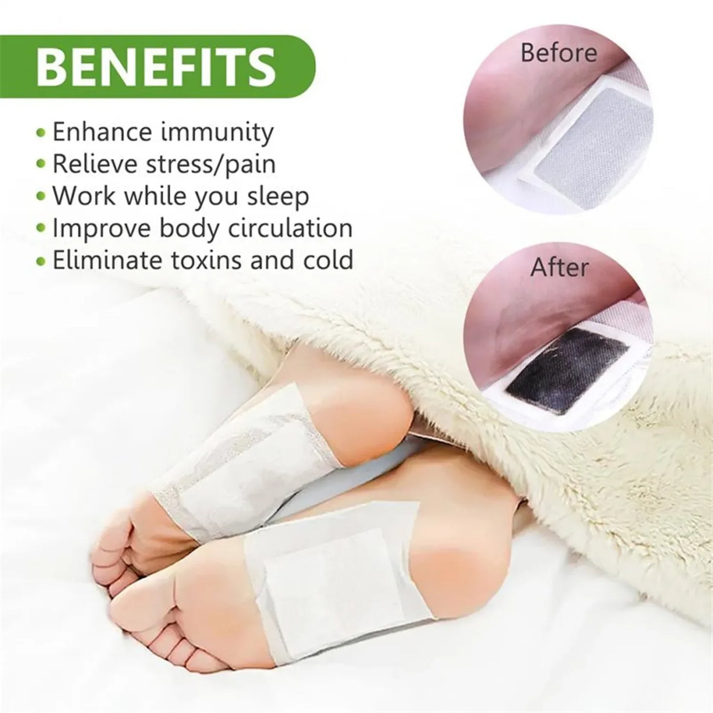 10PCS/ Kinoki Detox Foot Patch Bamboo Patches With Adhersive Cleansing Foot pads Foot Care Tool Improve Sleep fatigue relief