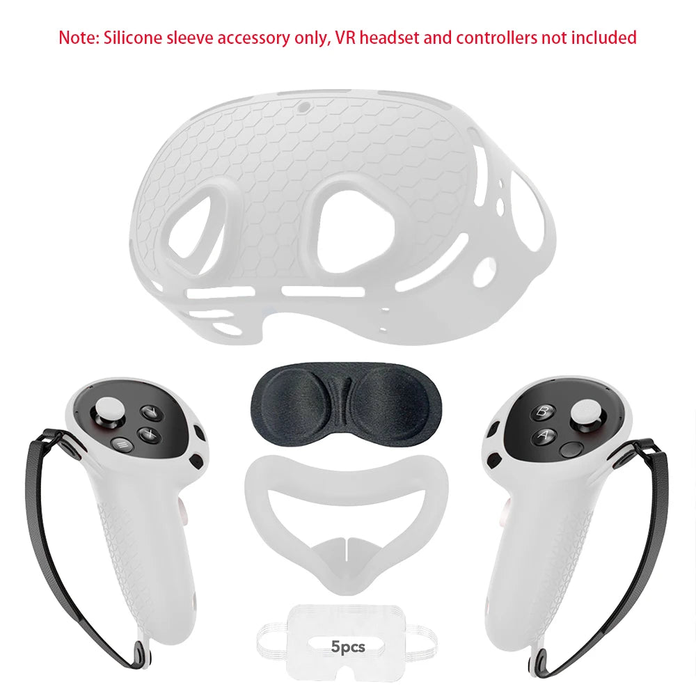 Silicone Protective Cover for Meta Quest 3S Accessories，VR Headset Controller Anti-Scratch Soft Shell Case For Oculus Quest 3S